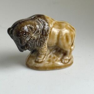 Wade Whimsies Bison Figurine Vintage Brown Porcelain Bison Red Rose Tea England
